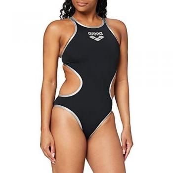 Arena One Big Logo Swimsuit for Women, UK 36 Black Silver