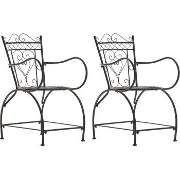 Duo de chaises de jardin en métal bronze avec accoudoirs