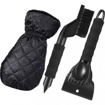Rascador de parabrisas y guantes de nieve 3 uds