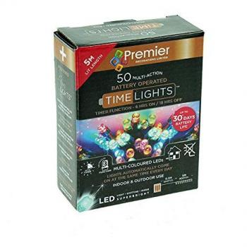 0 LED 5m Premier Christmas Indoor Outdoor Multi Function Battery Operated String Lights with Timer in Multicoloured