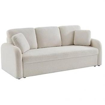 Sofá acogedor de borreguito blanco, 3 plazas, Milano, 210 x 85 x 85 cm