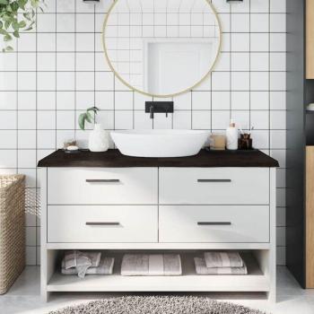 Encimera de baño en madera tratada marrón oscuro 140x60x(2-4) cm