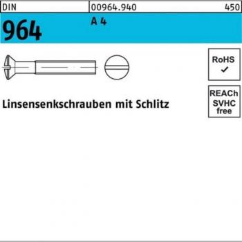 Linsensenkschraube mit Schlitz M10x25 A4 100 Stück