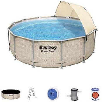 Piscina Fuori Terra Bestway Power Steel, dotata di pompa filtro a cartuccia da 2006 l/h, copertura e scaletta
