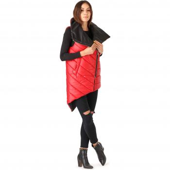 Bellivalini Lange Gesteppte Weste für Damen BLVVOKA01 (Rot, Größe 42)