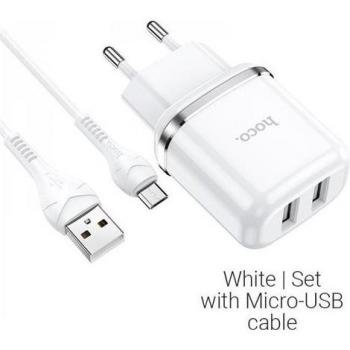 HOCO N4 Dual Port Micro USB Charger – White Edition