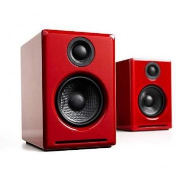 Audioengine A2+ Aktiver Lautsprecher mit integriertem DAC, Rot