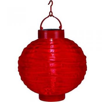 Lampion Solaire LED Crépusculaire Rouge 22 cm