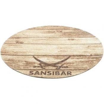 SANSIBAR Keitum 009 – 3 mm dicker, rundes Teppichstück in Braun