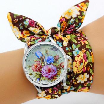 Reloj de tela con estampado floral para chicas