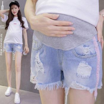 Shorts vaqueros para mujeres embarazadas con tiro bajo