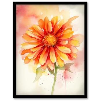 Bright Floral Gerbera Painting – Pink & Green Watercolor