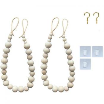 Wood Bead Curtain Tiebacks with Tassels