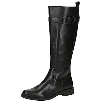 Caprice Damen Schwarz Leder Stiefel Blockabsatz G-Weite 37