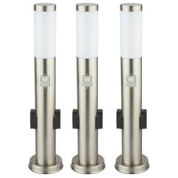 Lot de 3 lampes de chemin en inox avec détecteur de mouvement