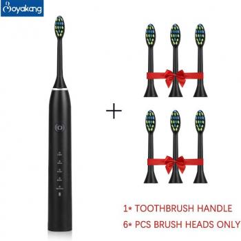 Boyakang 5‑Stufen‑Vibrations-Zahnbürste mit IPX7‑Wasserdichtigkeit, Dupont‑Bürsten, USB‑Ladekabel