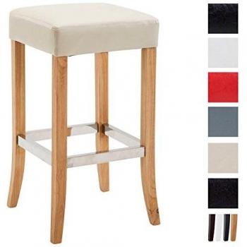 Creme-Tresenhocker Venta I: Kunstleder, gepolstert, Holzgestell, Fußstütze