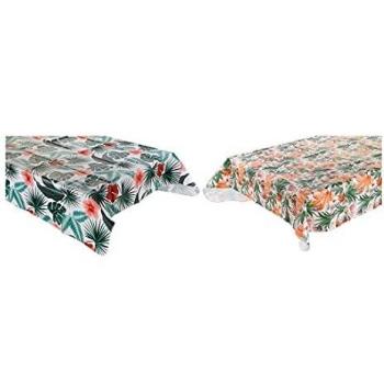 Lot 2 pièces : tables carrées en PVC, toile circulée et plastifiée, 140 × 140 cm, design tropical