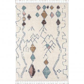 Salon Tapis Géométrie Poil Long Crème – NaZar – Délya 120×170