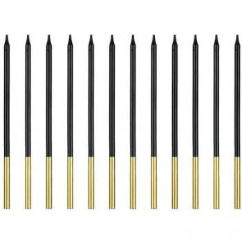 Bougies Décoratives Noir Or PartyDeco 14 cm (Pack 12)