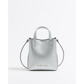 Bolso de mano Bimba y Lola de piel plata convertible a bandolera