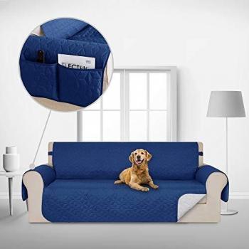 Coprivano Deconovo Universale 3 Posti: Letto Blu con Tasche, Fodera Trapunta Anti Scivolo per Animali