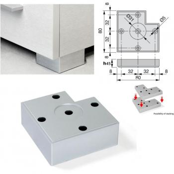 ALUMIX7 Aluminum Support Leg, 80cm x 80cm x 4.5cm, Silver