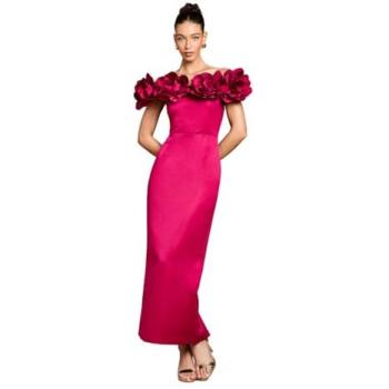 Oceanic Berry Glam – Women's 3D Structured Satin Maxi