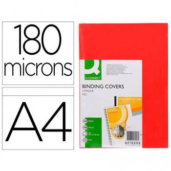 Pacote de Acetato A4 180 Microns Vermelho Q-Connect 100 Un