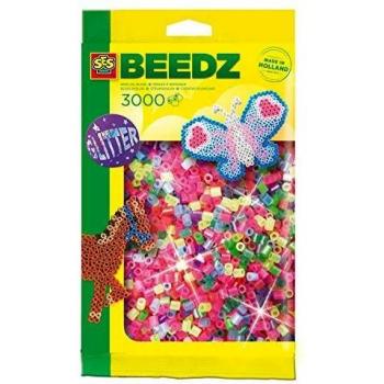 SES Paquete de mezcla de 3000 cuentas para planchar con brillantina para niños