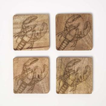 Elegant Lobster Design Coasters – Natural Finish (Set of 4)