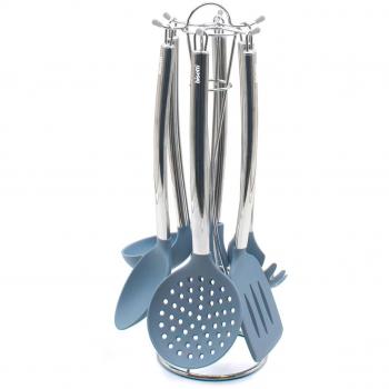 Set 6 utensili da cucina in silicone Pierre Gourmet con supporto in metallo