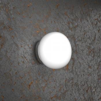 Applique Contemporanea Soft in Metallo Cromo con Vetro Acidato Opaco, 1 Luce E27, Diametro 18 cm