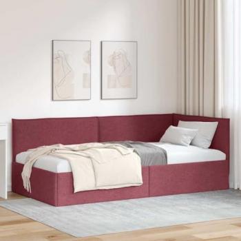 Lit d'angle en tissu Bordeaux 80 x 200 cm