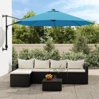 Vidaxl Wall-mounted Parasol featuring Sea Blue and LEDs (Size: 290cm)