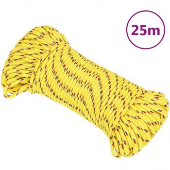 VidaXL 25 m Yellow Polypropylene Boat Rope 3 mm