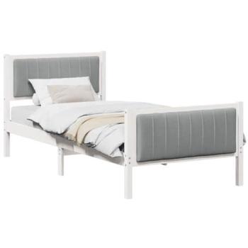 Lit simple en pin blanc et gris clair 90 x 200 cm