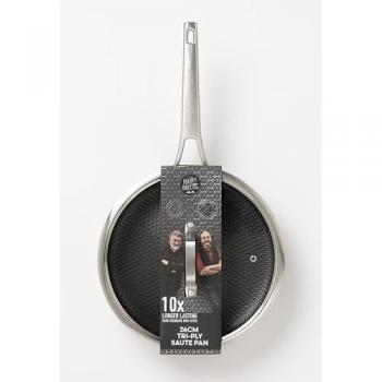 Hairy Bikers 26CM HexGuard Non-Stick Stainless Steel Saute Pan with Lid