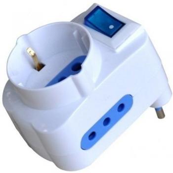Techly 301023 Adattatore Multiplo con Spina 10A, Doppia Presa 10A e Schuko Unico, Colore Bianco