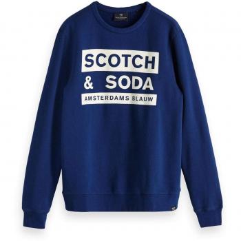 Scotch & Soda Herrenpullover AMS Blaue Grafik Sweatshirt 147628 Türkis Marineblau L