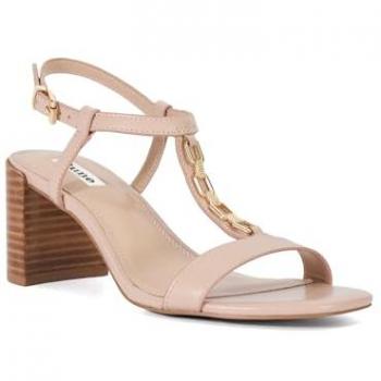 Dune London Ladies Justify Block Heel Chain Detail T-Bar Sandals