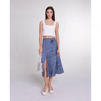 Maje Clover Navy Midi Skirt