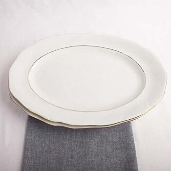 Colección Europea Lubeck: Bandeja y Fuente en Porcelana Blanca, Filo Oro