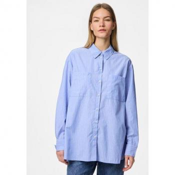 Melia Loose Fit Camicia da Donna in Blu Celeste e Bianco