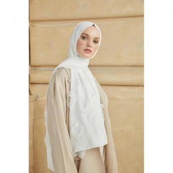 Velo di chiffon bianco a frange scintillanti 75x200