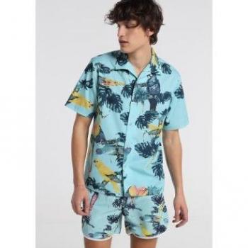 Hombre Camisa Polera Six Valves Estilo Tropical Parrot