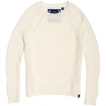 Pull superdry Bella dentelle blanche femme