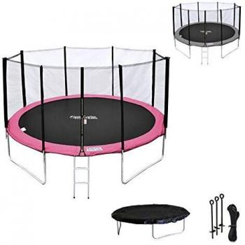 Trampoline 430cm Happy Garden avec filet, échelle, bâche et kit d'ancrage