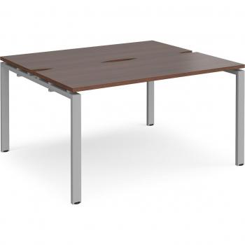 Adapt Walnut Straight Desk, 2-Seater, Silver Frame