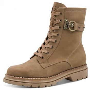 Women’s Beige Combat Ankle Boots (Infinity Leather Tamaris) – Size 7.5